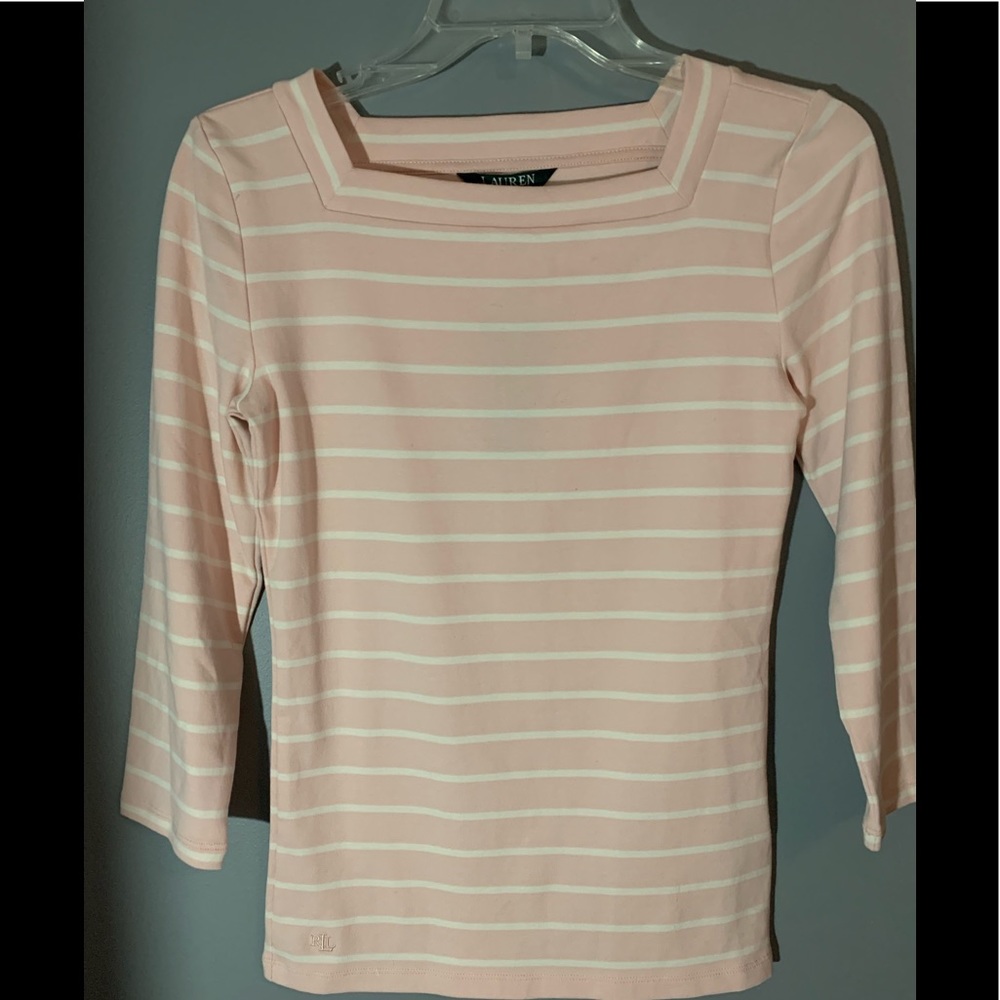 Ralph Lauren Pink/White Stripe Top/Shirt Petite Small